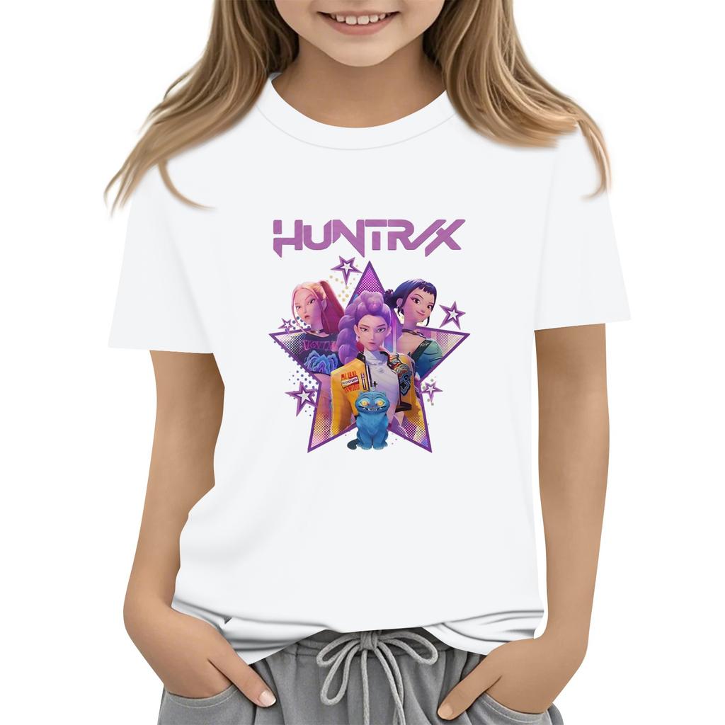 Boys Girls Round Neck Casual Printed Short-sleeved T-shirt Top