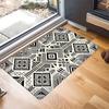 Moroccan Black White Geometric Print Doormat Modern Boho Tile Print Entryway Welcome Mat Soft Non-Slip Indoor Outdoor Floor Rug