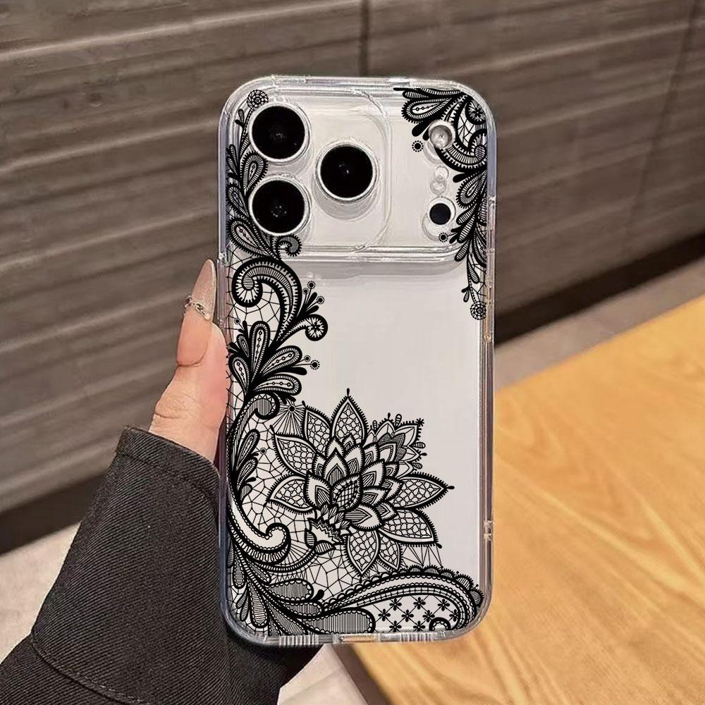 Transparent Clear Lavender Phone Case For Apple Iphone 17 Pro Max 16 15 14 Plus 17Air Rose Flower Oil Painting Shockproof Cover