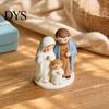 Hand Painted Nativity Decor Christmas Scene Figurine, Cartoon Manger Baby Jesus Resin Craft Religious Blessing Gifts for Home, Creative Indoor Holiday