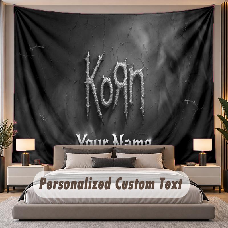 Custom Name Text Tapestry Korn Personalized Polyester Wall Tapestry For Bedroom And Room