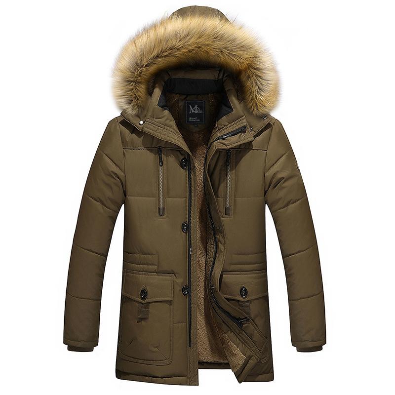 Winter Men's Cotton Jacket Men's Mid-Length Coat European and American Men's Fashion Loose Cotton Clothing Large Size Cold-Proof