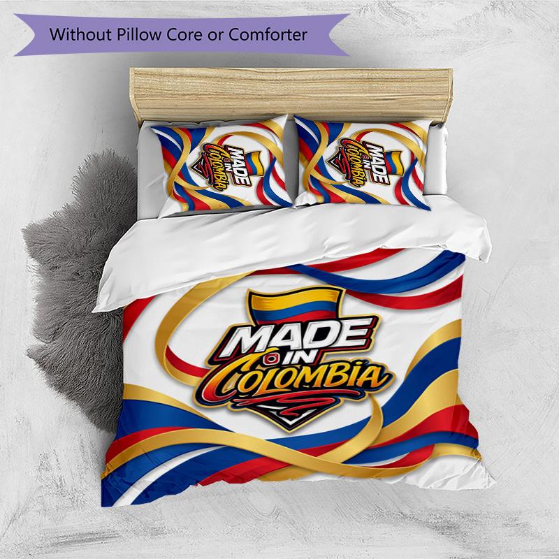 Colombia Football Printed Bedding 3 Piece Set Cozy Breathable Bed Cover Set As Housewarming Holiday Gift