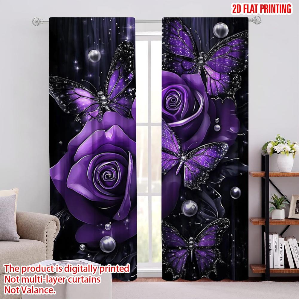 

2 шт., 2D печать на плоскости Занавеска для окна Мистическое цветение Полиэстер тканый (без удилища) Праздничный Идеально для гостиной, спальни и 52.50 × 116.00 cm 2 pcs