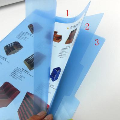 Transparenter A4 Mehrseiten-Berichtordner mit dreilagigem L-Design, vier Seiten und Etikettenaufklebern