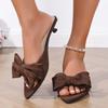 Designer Style Pointed Toe Women Slippers Shoes Fashion Butterfly-knot Summer Low Heel Ladies Slides Shoes
