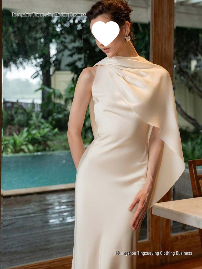 Elegant Summer Satin Evening Gown - Sexy European & American French Style Long Dress for Women