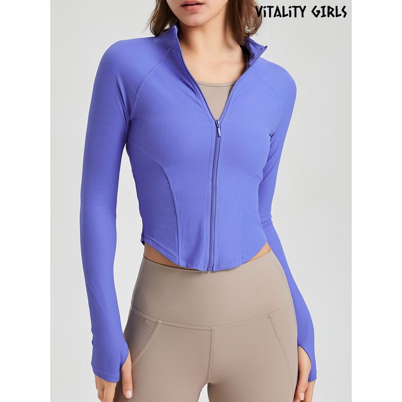 Vitality Girls Thread Quick-Drying Yoga Clothes Outwear Female Silm Figure Flattering Sportswear Cardigan Top Long Sleeves