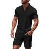 Men's Summer New Waffle Collar Polo Short-sleeved Suit