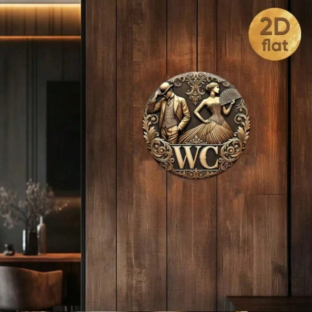 Vintage 2D Metal Wall Art Elegant Pattern Removable Decal for Bar Cafe Living Room