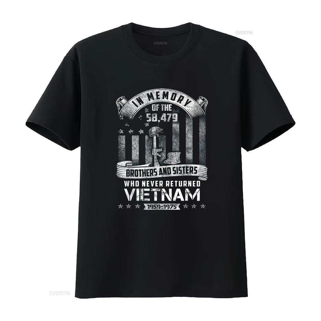 Womens In Memory Of Vietnam Veteran T Shirt Black 2XL Vintage Washed Homme Breathable Soft Unisex Stretched Stylish Comfortable