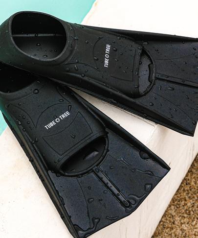 Tyubeuteuli Snorkeling Fins Short Fins + Mesh Bag Set S8225 Black