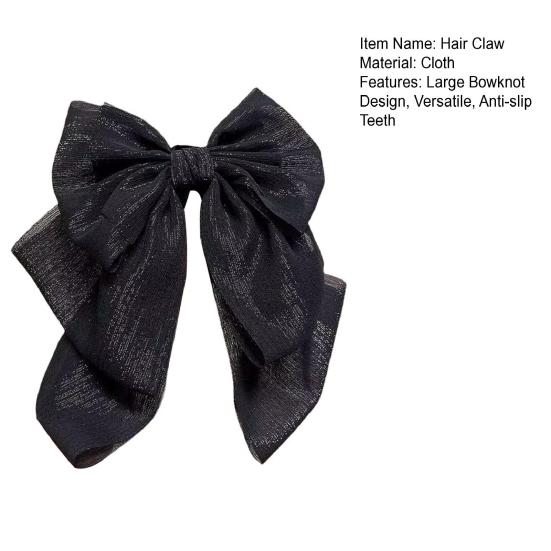 French Style Hair Claw, Decorative Hair Clip for Women, Large Ribbon Bowknot Decor Hair Claw for Daily Party Outing