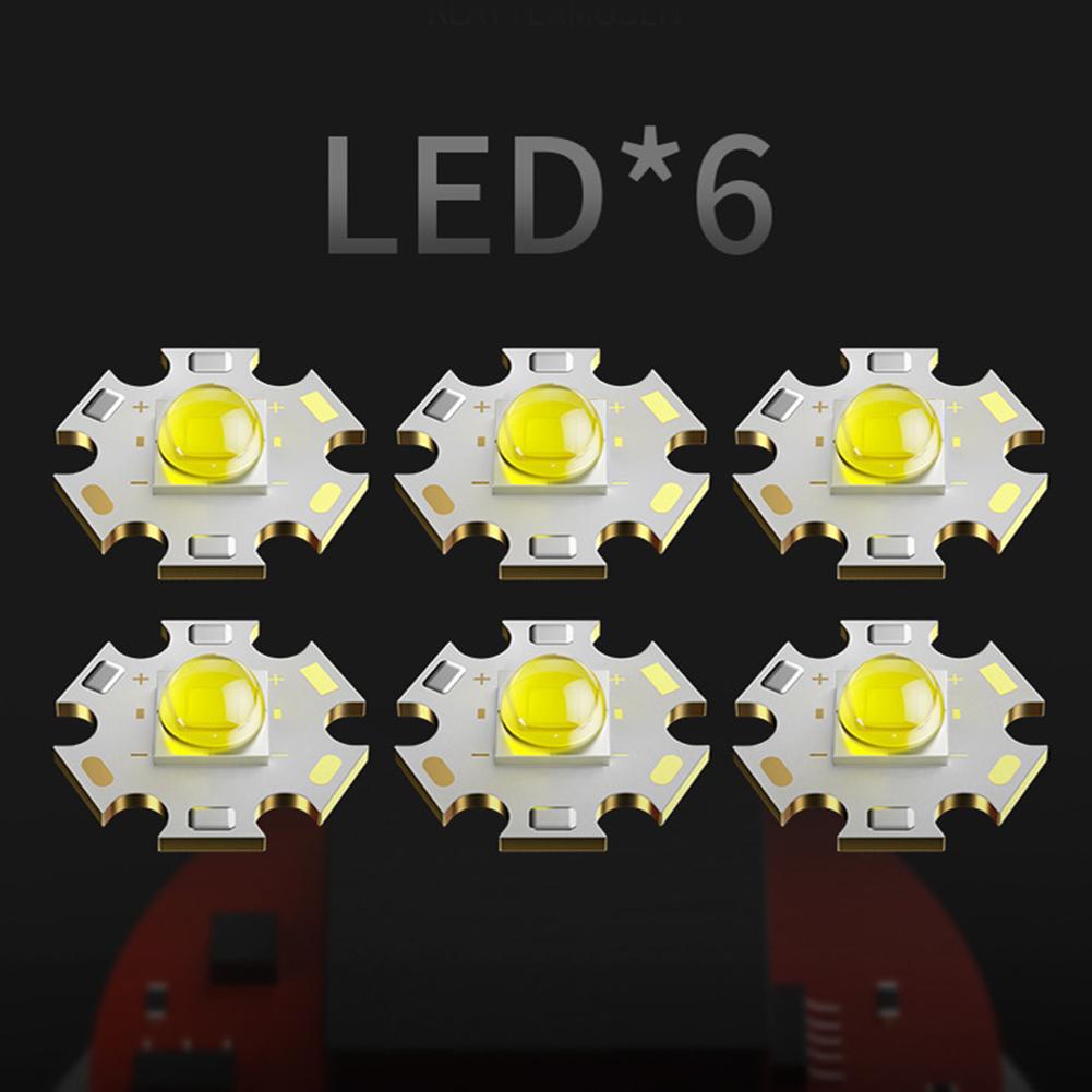 6 LED-lommelykt oppladbar mini lommelykt Fire gir justerbar fast fokus bærbar lommelykt