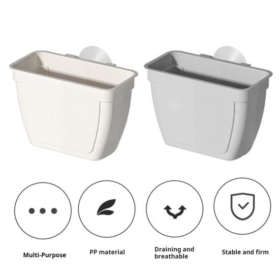 Sink Mount Kitchen Drainier Suction Cup Basket Large Capacity Simple Installation Kitchen Sink Cutlery Drainer Utensil Strainer