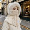 Breathable Zipper Face Cover Cap Women Winter Balaclava Hat, Quilted Mask Hood Closure, Fuzzy Trim, Windproof Ski with Fleece Lined, Warm Hat for Cold
