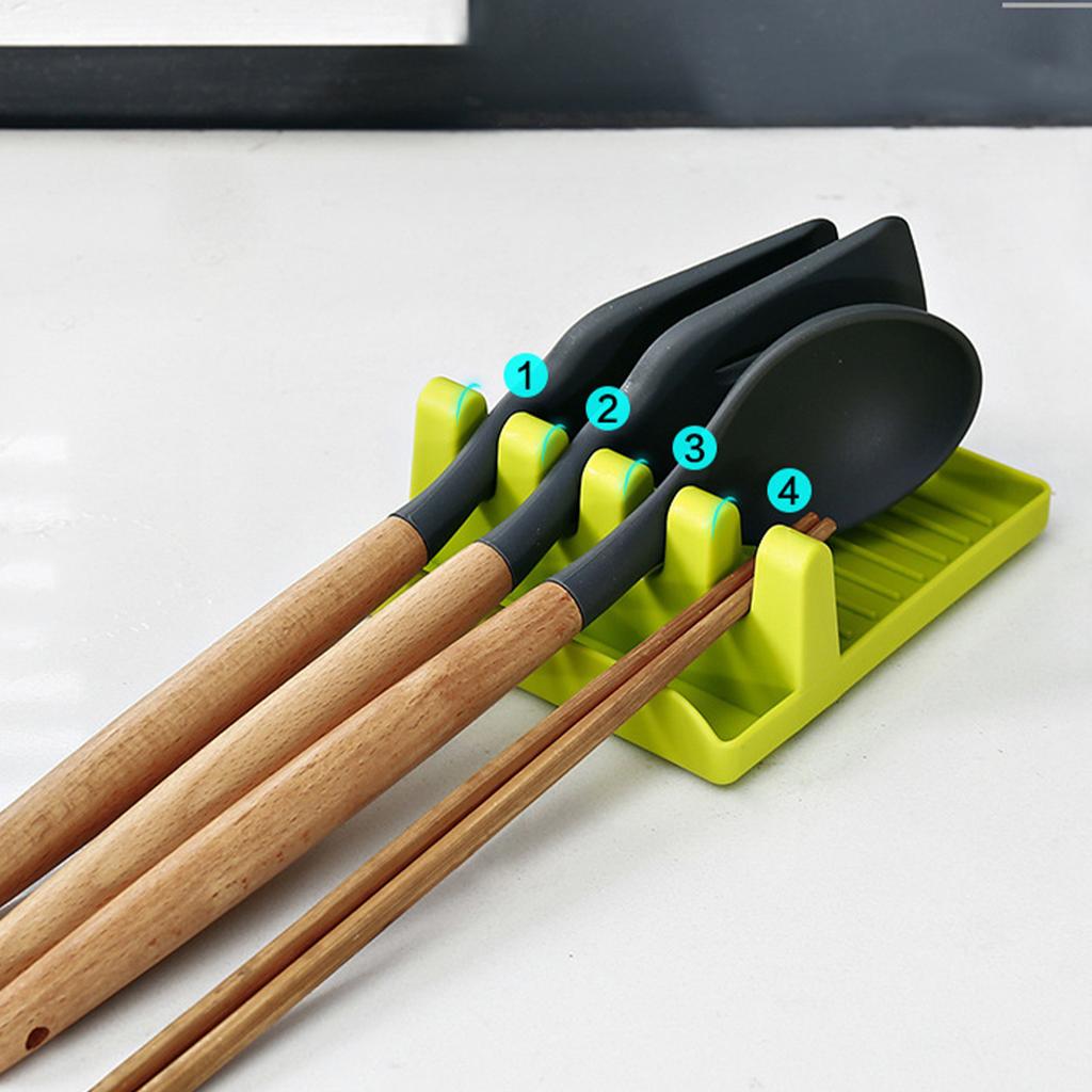 Utensil Spoon Rest Versatile Space Saving Spatula Ladle Pot Lid Holder Stand Rack for Kitchen Stove Top