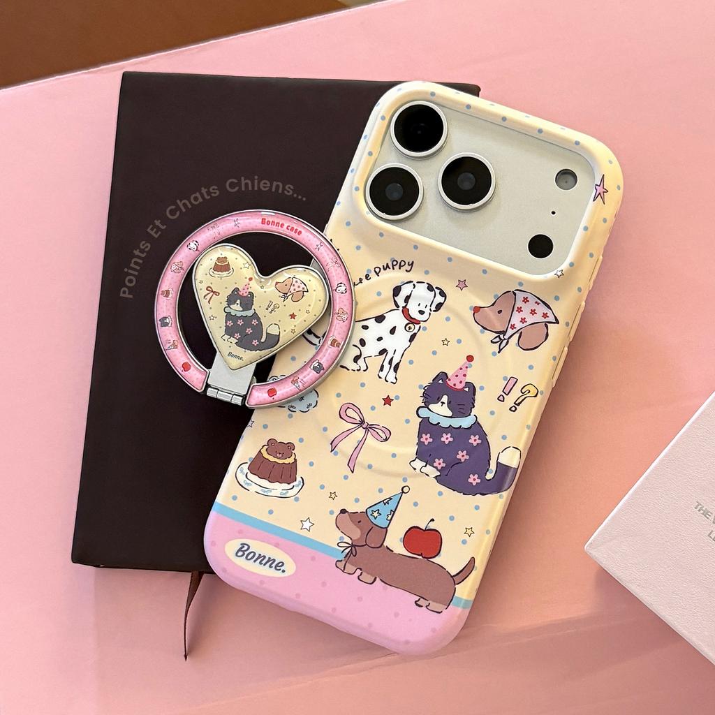 Cute pet bracket is suitable for iphone17promax mobile phone case Apple 16 film soft 13 magnetic attraction 17 creative and cute