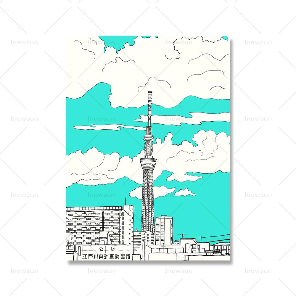 Home Decor Prints Wall Art Japanese Seafood Platter Canvas Painting Tokyo Fuji Canvas Poster Bamboo Temple Daibutsu Pictures