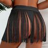 Softness Tassel Strap Skirt Women Sexy Beach High Waist Tassels Summer Quick Drying Solid Color Fringe Mini Party Costume Clubwear Short