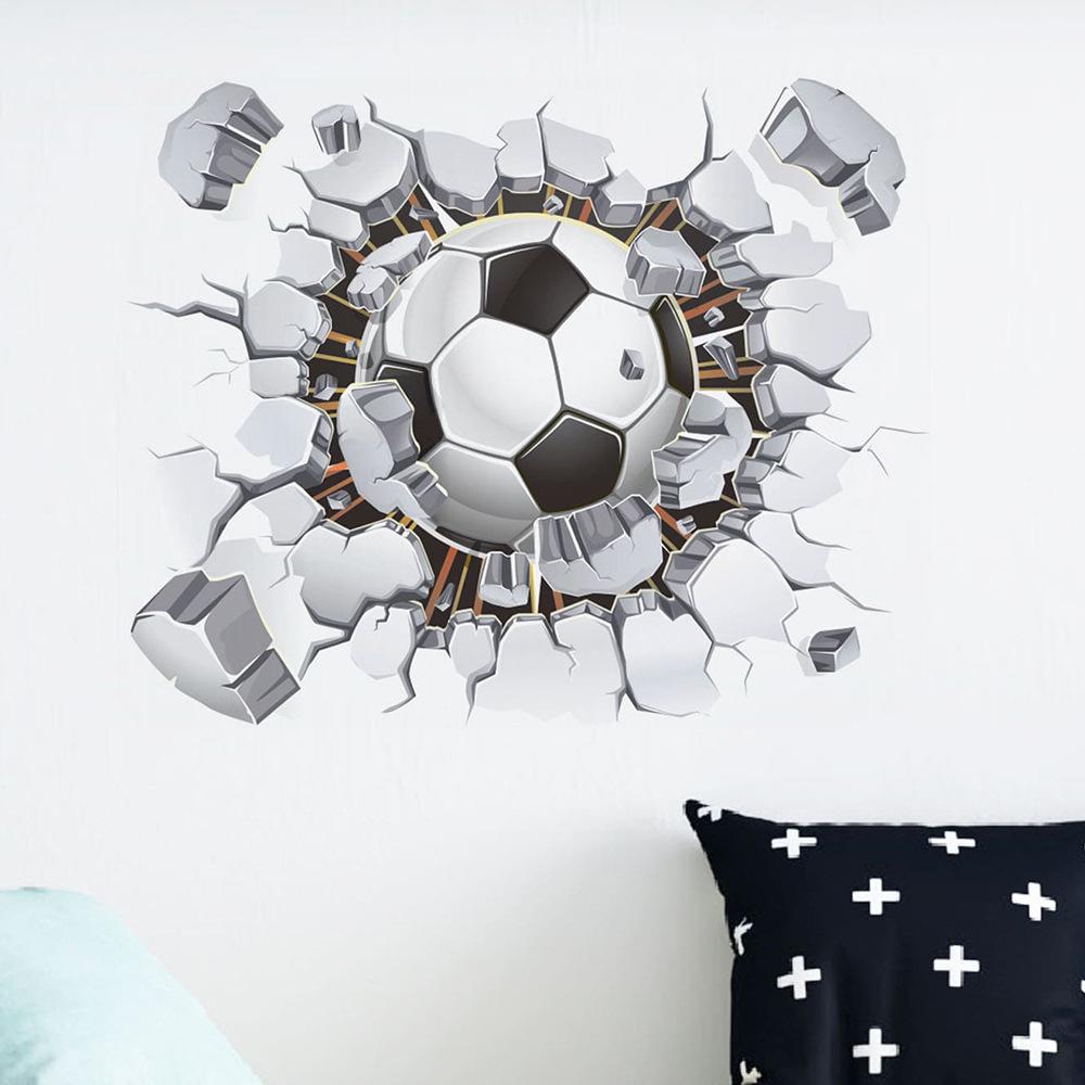 Adesivo da Parete Pallone da Calcio Coppa del Mondo 2026 che Rompe il Muro per Camera da Letto Soggiorno Corridoio Decorazione Casa