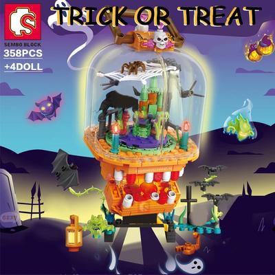 Ungiftige 358 Teile Halloween-Spielzeug Kürbislaterne Bausteine Party Bausteine Drehbar DIY Modellbausätze Kinder Urlaubsgeschenke Schreibtischdekoration