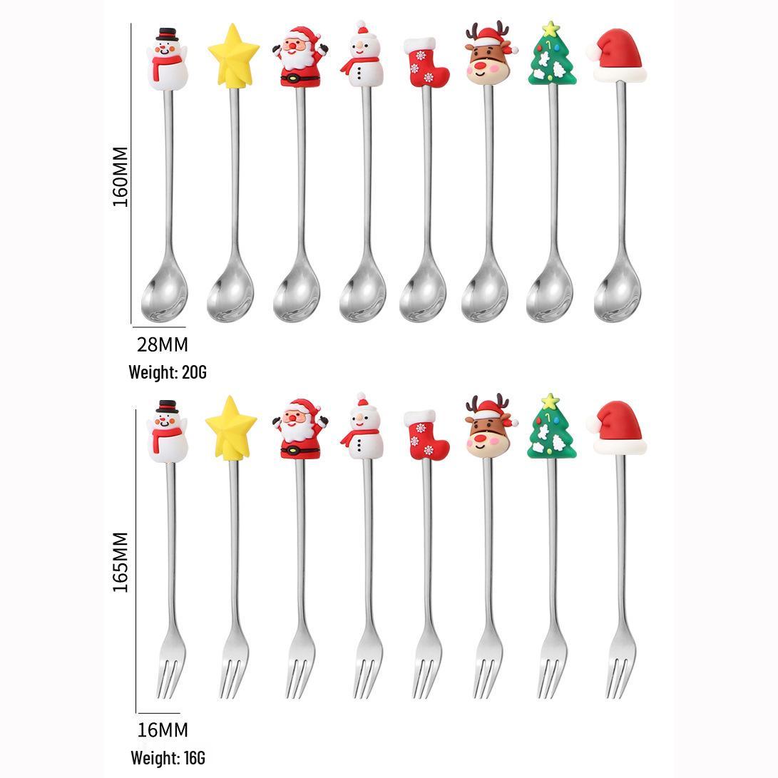 

Набор рождественских ложек и вилок для трансграничной торговли - Милый дизайн снеговика, Креативная подарочная коробка с десертной посудой