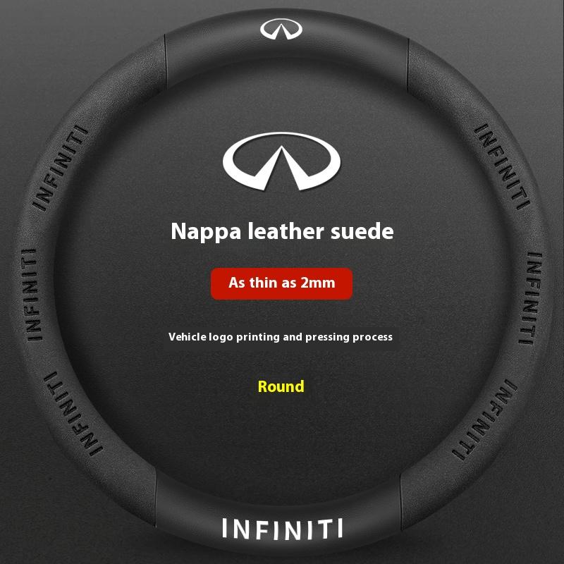 Infiniti Q50 Q60S Q70 QX30 QX50 QX55 QX56 QX60 QX70 QX8 JX35 EX25 FX35 G37 M35 ESQ Car Carbon Fiber Leather Steering Wheel Cover BB3