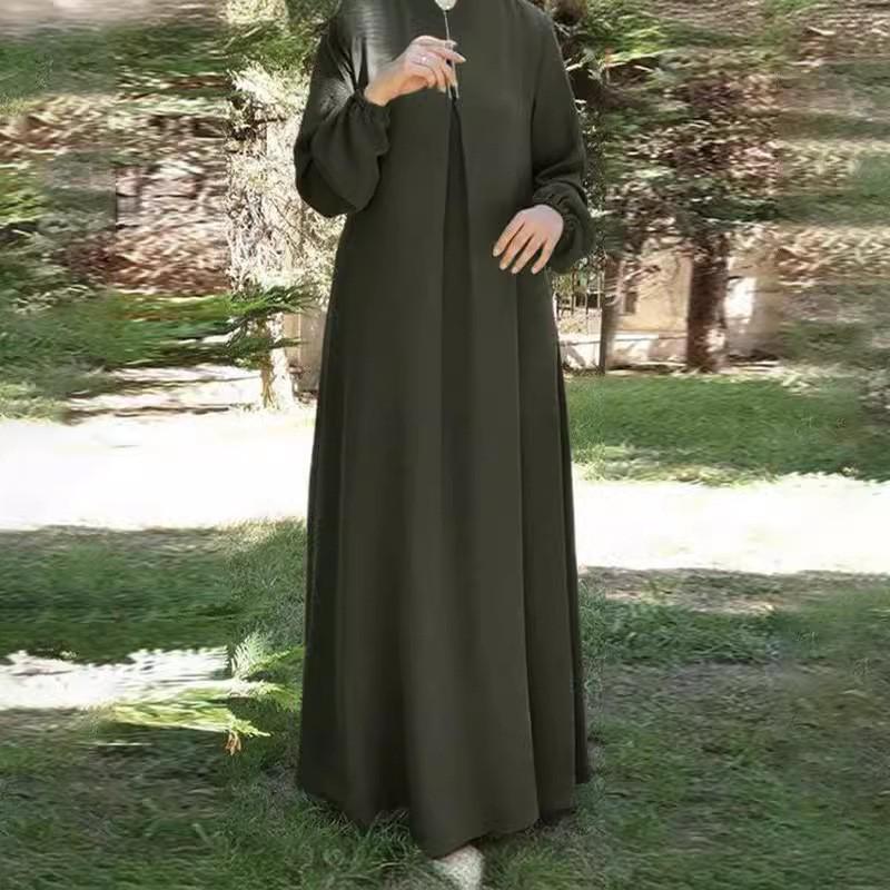 2024 Einfarbiges Langarm-Lockeres Kleid - Nahöstlicher Muslimischer Stil