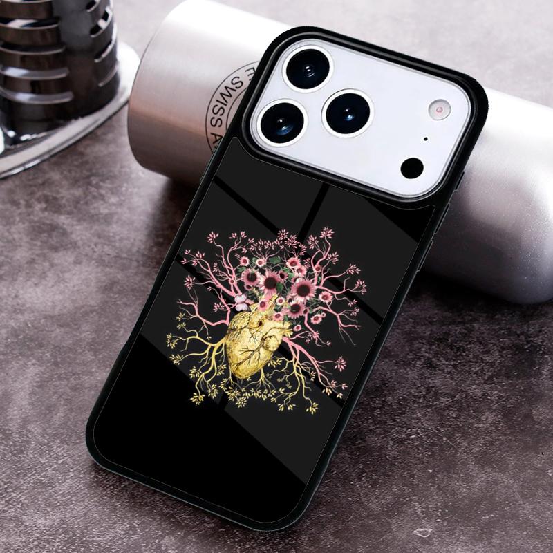 Human Heart Anatomy Phone Case for iPhone 17 16 15 Pro Max Air 14 13 12 11 Plus Shockproof Cover