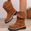 High Boots Woman Shoes Winter Footwear Outdoor Mid-calf Platform Plus Size Elegant Comfortable Chunky Heel New In Designer Offer