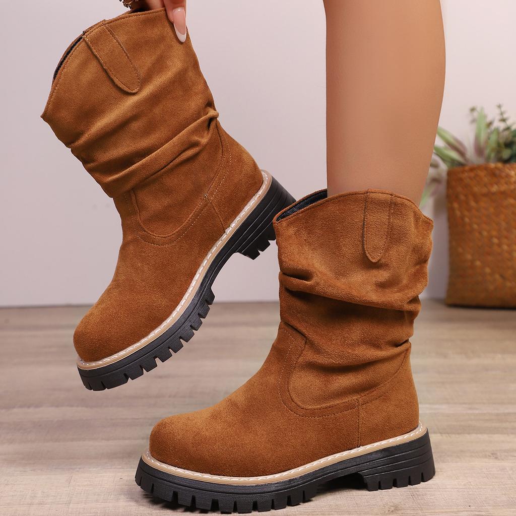 High Boots Woman Shoes Winter Footwear Outdoor Mid-calf Platform Plus Size Elegant Comfortable Chunky Heel New In Designer Offer