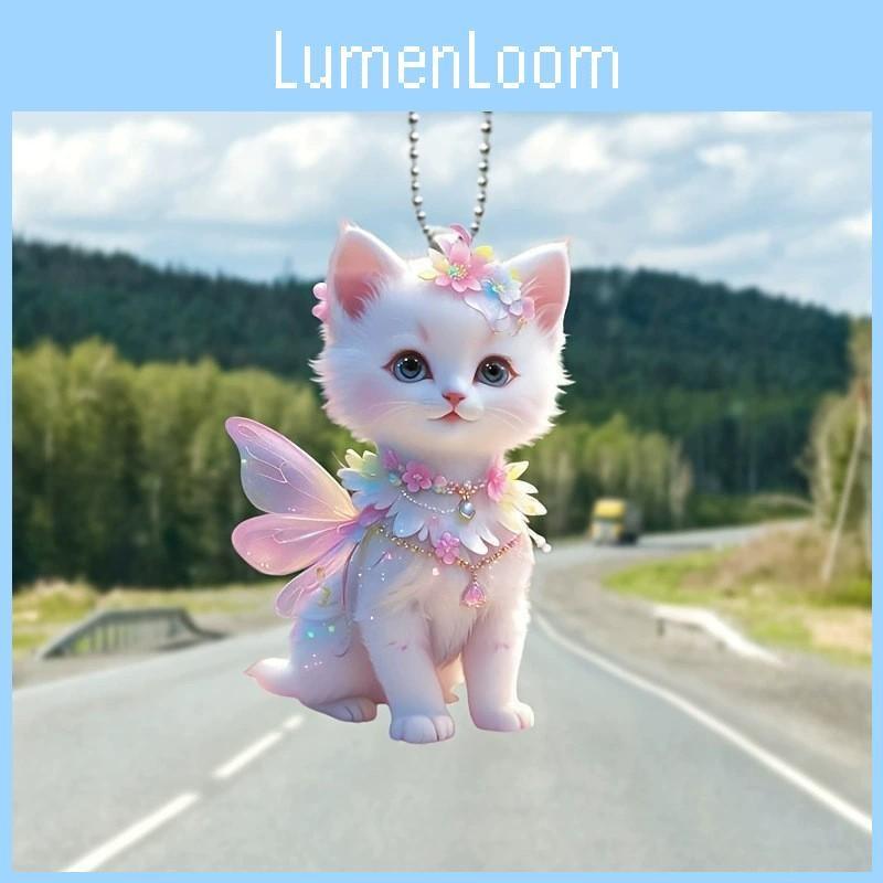 With Cat Angel Wings Acrylic Flat Surface Car Decor Pendant For Auto Interior