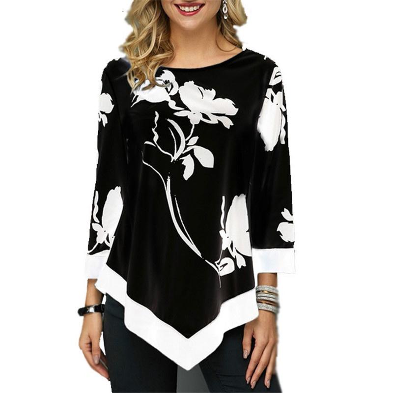 2021 New Women's Fashion 3D Printing Long Sleeve Crew Neck T-shirt Loose Casual Shirt Women's Social Wear