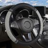 Universal Car Steering Wheel Cover 37-38cm Leather Embroidered Color Diamond-Studded Elastic Four Seasons Steering Wheel Cover