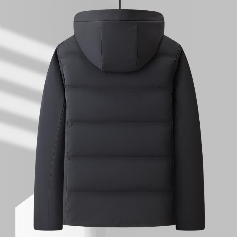 Herren Daunenjacke mit Kapuze für den Winter im neuen Stil für Männer mittleren Alters, einfache, lässige, warme, lockere Daunenjacke für Männer