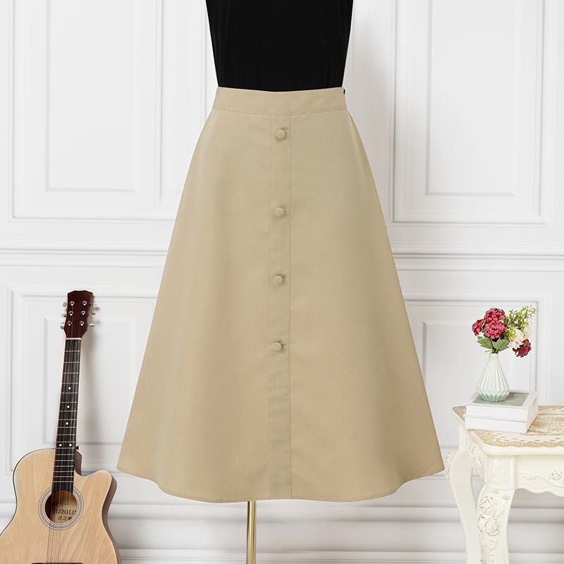 

Весенние женские однотонные длинные юбки с пуговицами