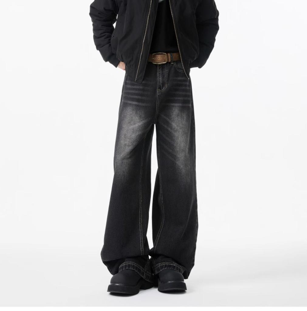 Men's Casual Fashion High Waist Straight Floor-length Jeans