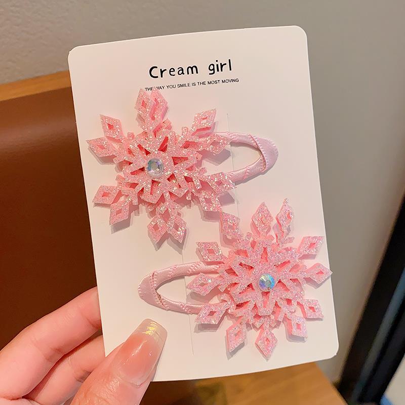 2PCS/set Princess Hair Clips Shining Up Snowflake BB Clip Lovely Girls Hairpins Children Christmas Headwear Barrettes Hair Accessories