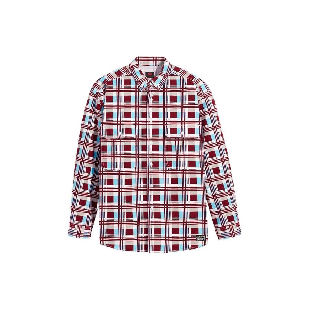 Levis Plaid Single-Breasted Lapel Loose Long Sleeve Shirt Men Shirts Multicolor A0953-0000