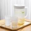Plastic Water Pitcher with Lid 0.6/0.7 Gallon Cold Drink Dispenser for Juice Iced Tea Lemonade Wide Mouth Ergonomic Handle Refrigerator Storage