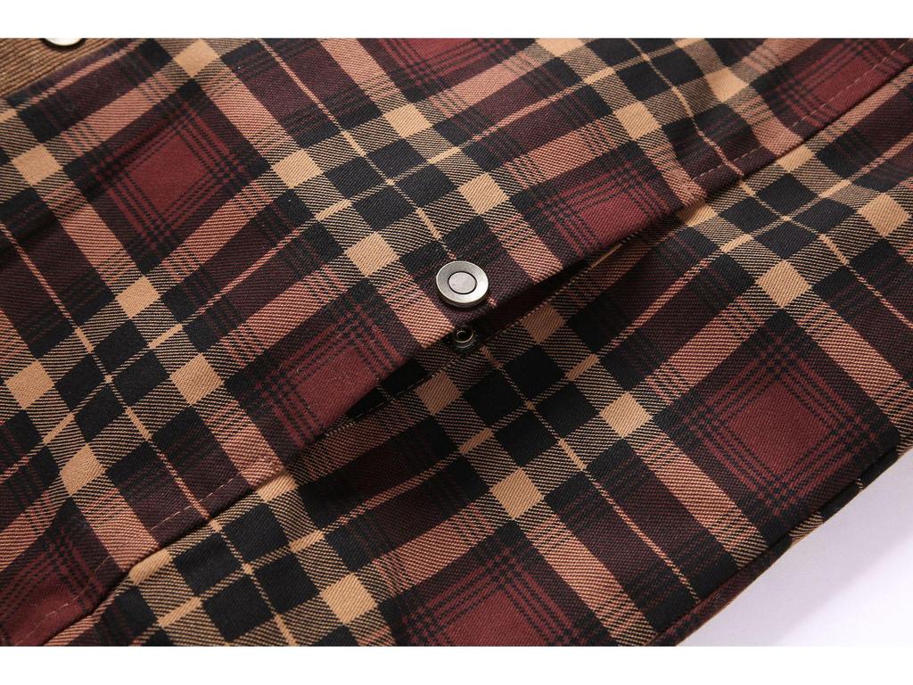 Pánská zimní kostkovaná bavlněná bunda s fleecovou podšívkou - Evropská velikost, k dispozici plus size