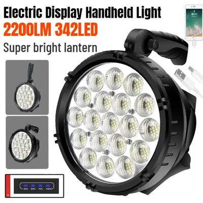 High Spotlight Super Bright Spot Torch USB Rechargeable Searchlight Power Bank Handle Lantern Outdoor 348LED Flashlight