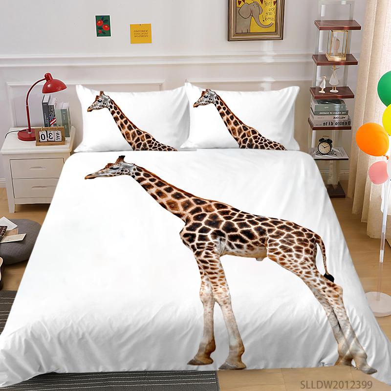 Home Bedding Set Queen King Full Size Double Bed Animal Print Black Background Quilt Cover and Pillowcase Soft Quilt Cover