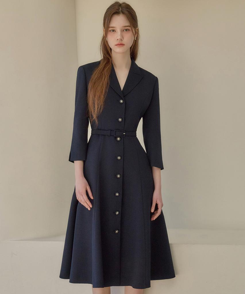 Julie And Kara 26Ss Calla139 Shebigins Joe Tweed Dress Navy