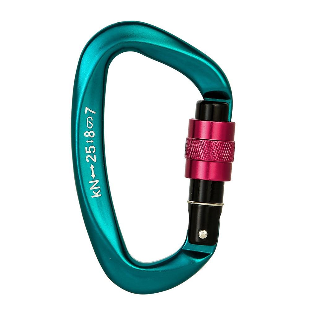 

25KN карабин для скалолазания клипса крюк прочный алюминиевый D-образное кольцо винтовой замок Rock темно-зеленого