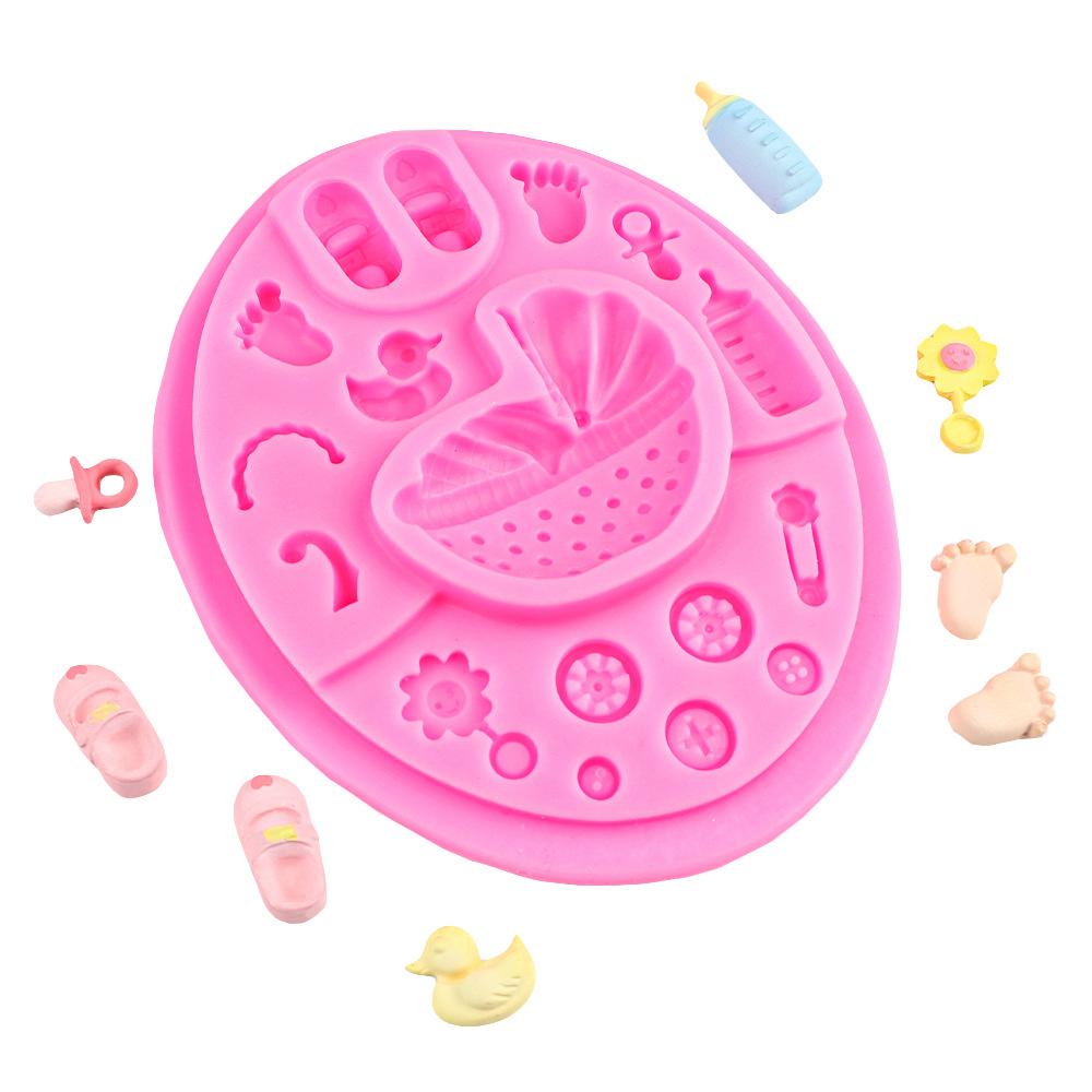 3D Baby Shower Pram Design Silicone Mold Fondant Chocolate Mould DIY Clay Model Cake Decorating Tool Baking Accessories