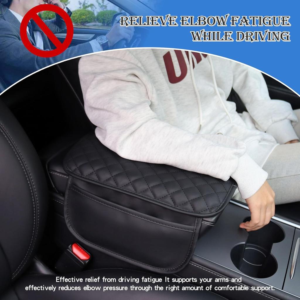 Upgraded Car Middle Center Console Cover With 2 Storage, Universal Microfiber Leather Car Armrest Cover Cushion For For Most Vehicles, Memory Foam