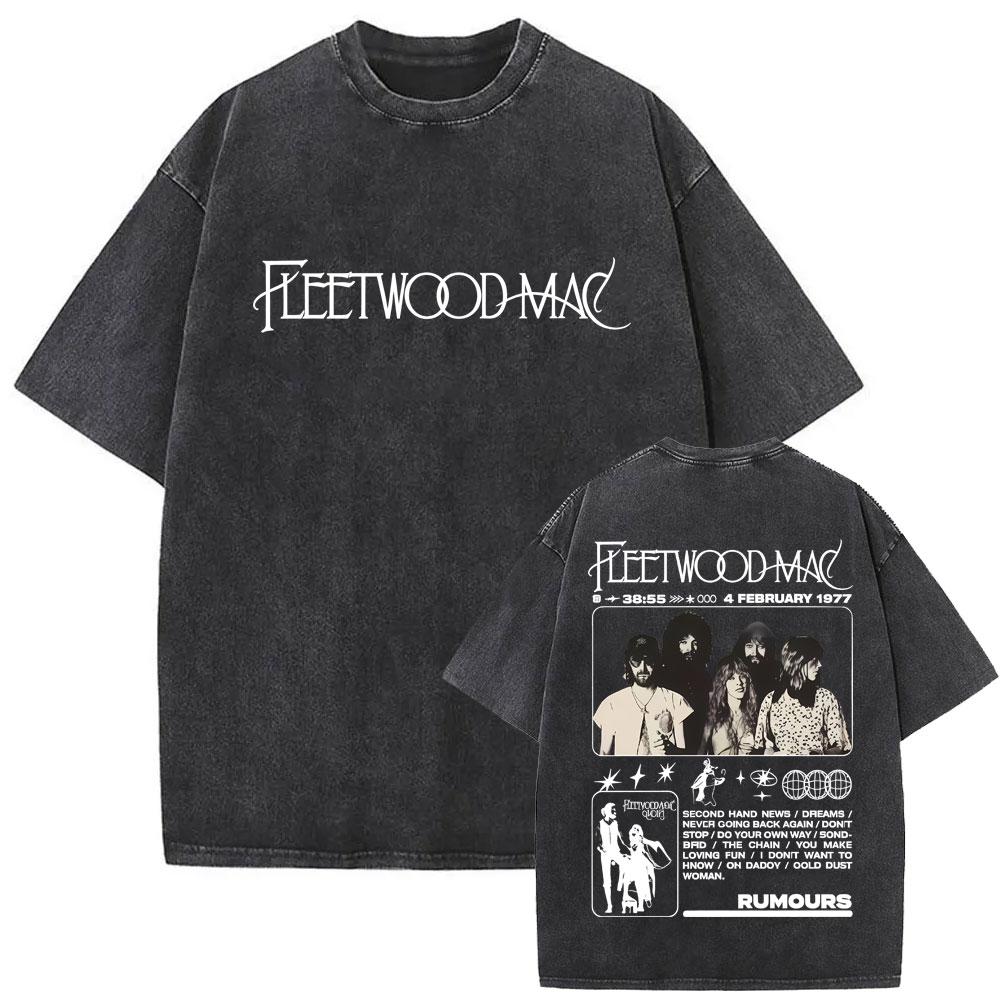 Washed Vintage Rock Band Fleetwood Mac Graphic T-shirt Stevie Nicks T Shirt Rumours T Shirts Men Women Gothic Oversized T-shirts