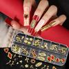 1 Set 3D Nail Art Charms 12 Grids Metal Love Heart Flower Butterfly Charms DIY Nail Design Crafting Manicure Decoration Accessories